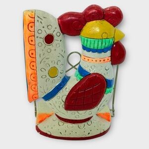Vintage Lego Rooster Chicken Napkin Holder ~Whimsy ~Colourful ~Japan